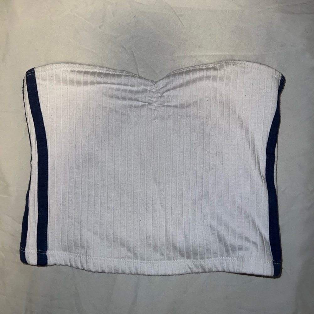 Cute white&blue tube top